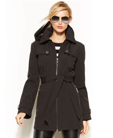 michael kors black jacket with hood 143937 for women|Michael Kors rain jacket women.